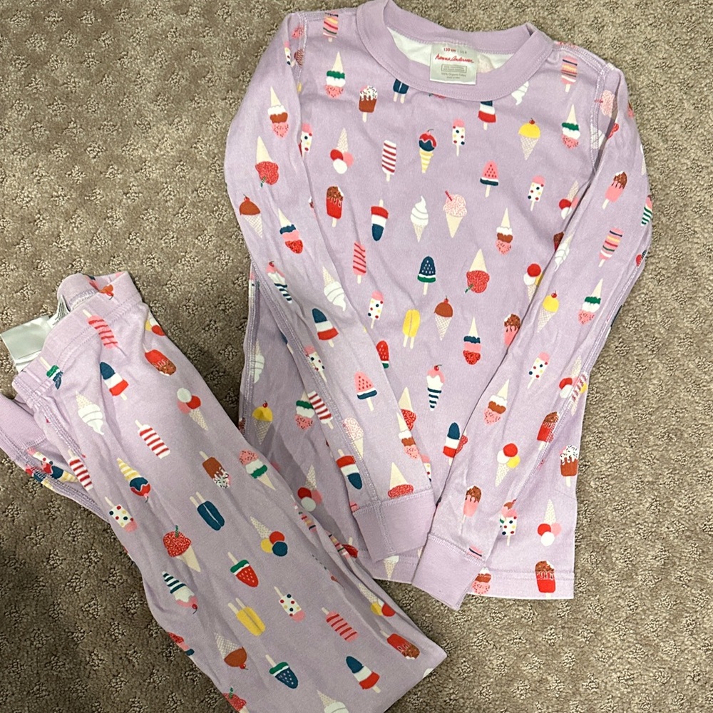 Hanna Andersson Purple Ice Cream Print Kids Pajamas
